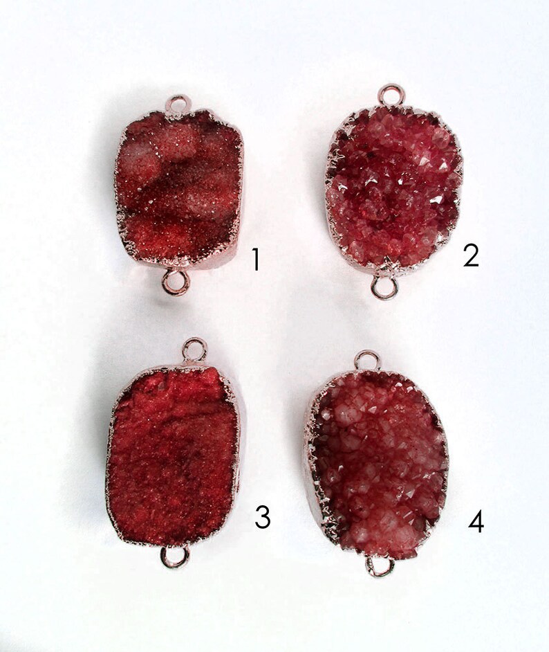 Gold Plated RDC Red Druzy Gemstone Connecter Pendant