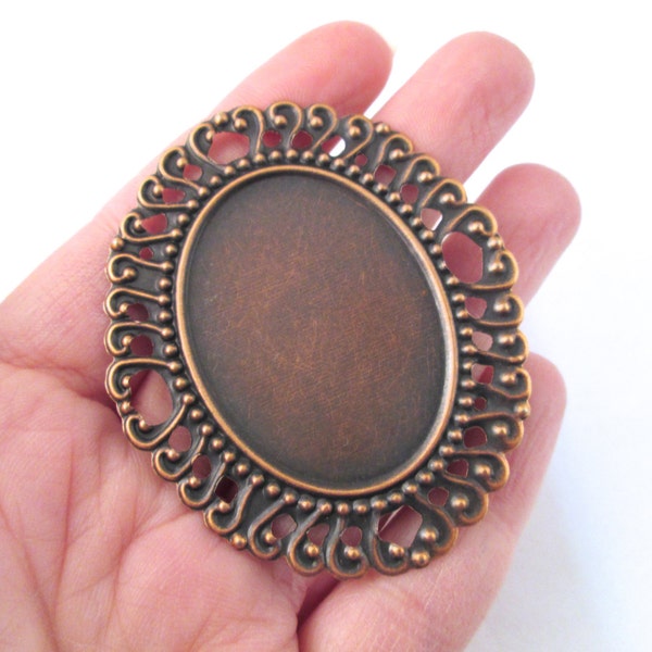 30x40mm copper filigree settings for large cameos, cabochons and resin, B255