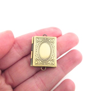 Brass book locket connector pendants, connecter keepsake charms,  pick your amount, D199