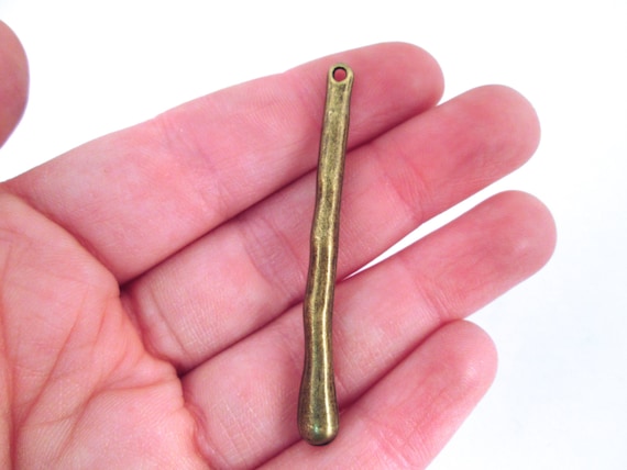 15 long brass plated metal drop charms, Bronze Bar Pendant, 54mm Bar Connector, A117