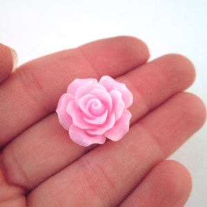 10 pink rose cabochons 20mm
