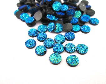 Metallic Blue 6mm Resin Druzy Cabochons, Pick Your Amount, H588
