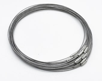 5 stainless steel wire necklaces, 17.5 inch choker with ridged screw clasps, perfect for scrabble tiles, etc..