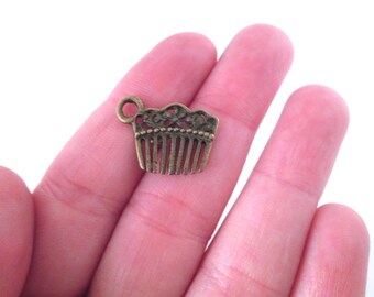 Brass hair comb pendant charms, 20x14mm, pick your amount, A159