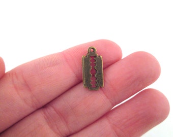 Brass razor blade charms 20x9mm, pick your amount, L1
