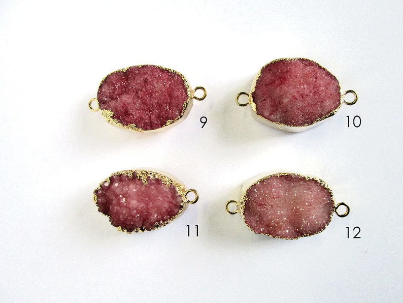 Gold Plated RDC Red Druzy Gemstone Connecter Pendant