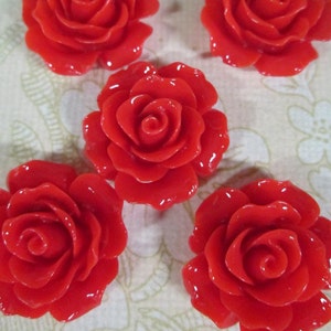 10 red 20mm rose resin cabochons, beautiful flower cabs image 3