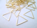 10 Gold Plated 24mm Triangle Connectors, Gold Triangle Charms, F217