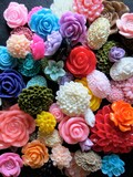 20pc. flower cabochon mix grab bag of cute Kawaii roses, mums etc... (DESTASH SALE)