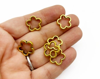 15 Gold Plated Flower Bead Frames F68a