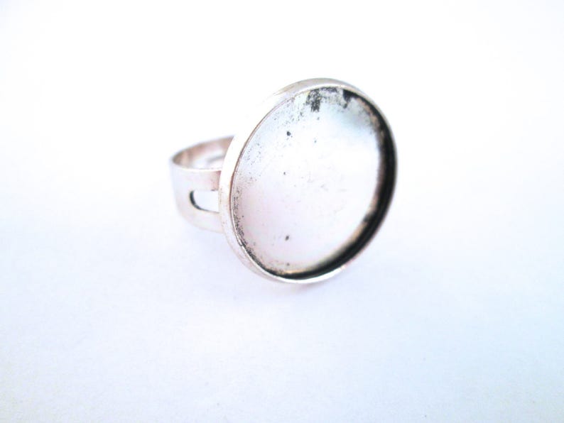 18mm silver plated bezel ring blanks with a cutout band A99