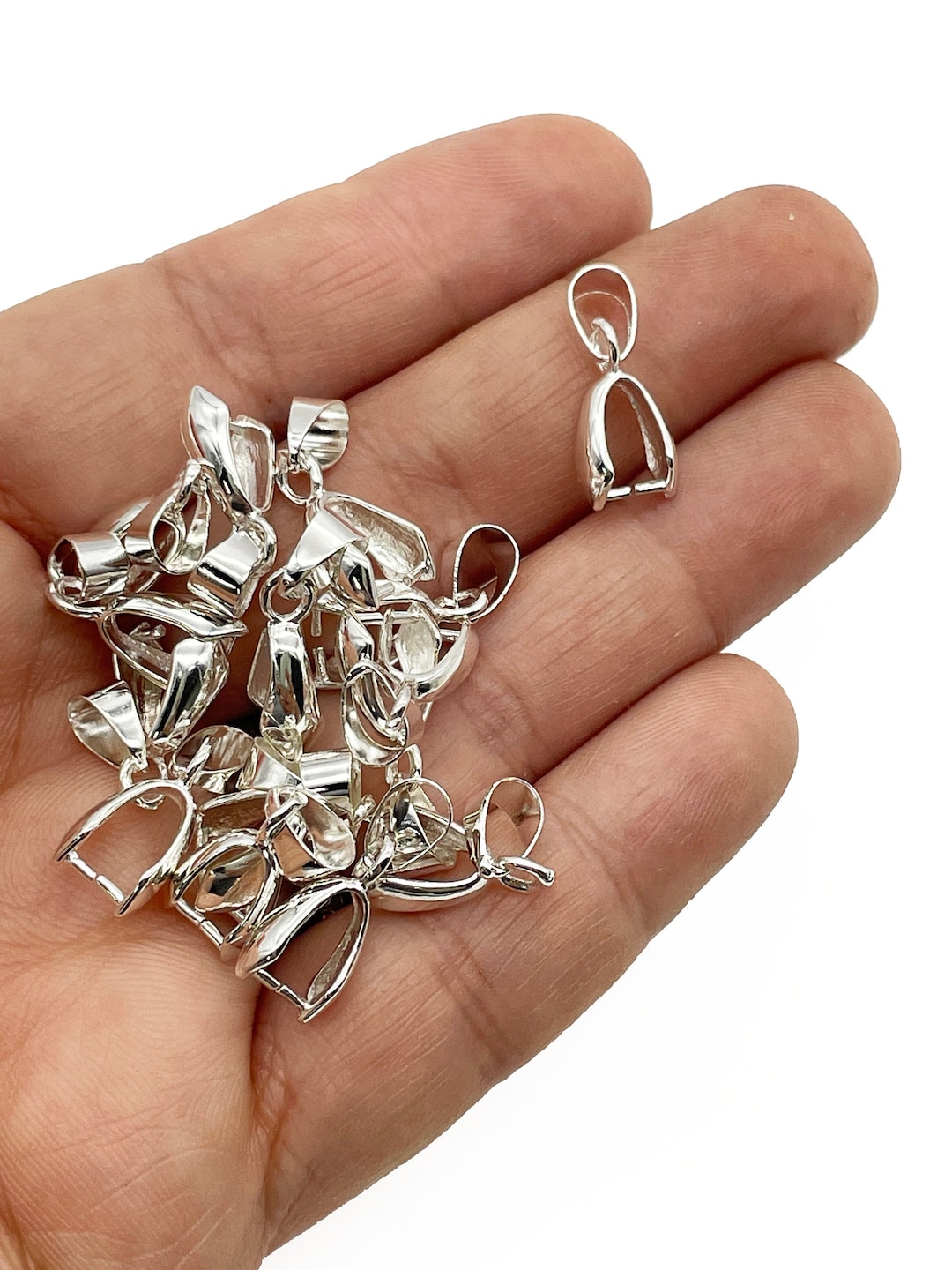 10個入り シルバーメッキ 14 x 7 mm アイスピックピンチスナップベイル