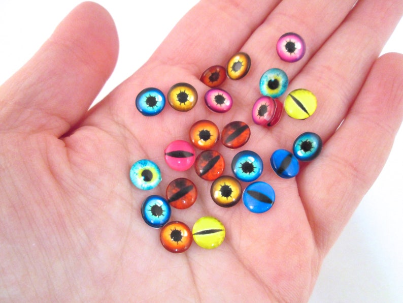 Multicolor Glass Eye Cabochons , 8-16mm, Pick your size image 5