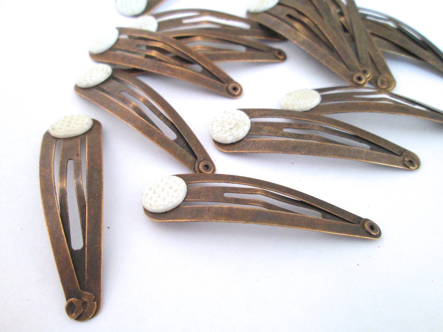 20 copper snap hair clips with a glue on pad cute barrettes Etsy