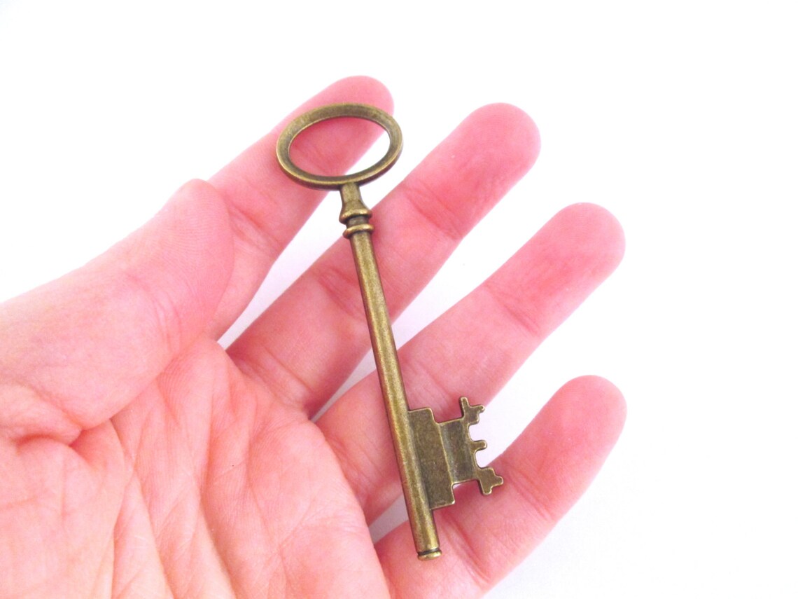 Giant Skeleton Key Pendants Brass Plated 80x23mm D189 Etsy
