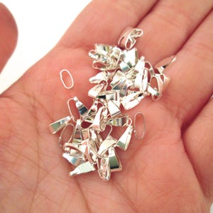 50 Silver Plated  7mm Snap on Bails, 7x3.5mm, A60