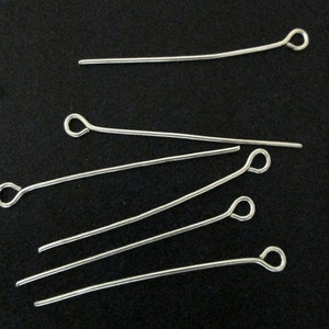 Silver plated eyepins, 35mm long eye pins, pick your amount, C226 image 2