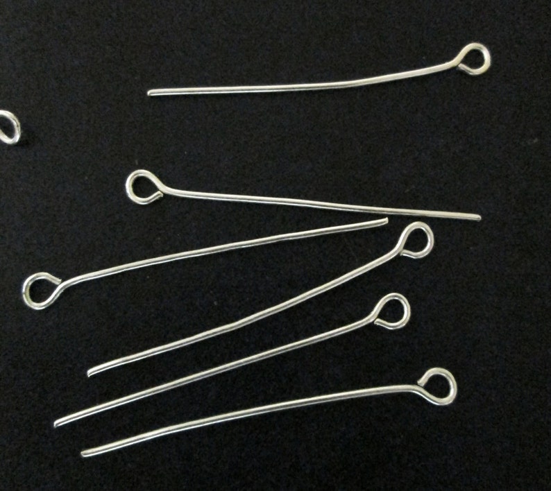 Silver plated eyepins, 35mm long eye pins, pick your amount, C226 image 2