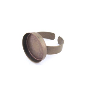 16mm round brass plated bezel open back adjustable ring settings, Diy bronze ring blank bases, pick your amount A97