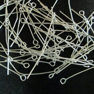 Silver plated eyepins, 35mm long eye pins, pick your amount, C226 image 1