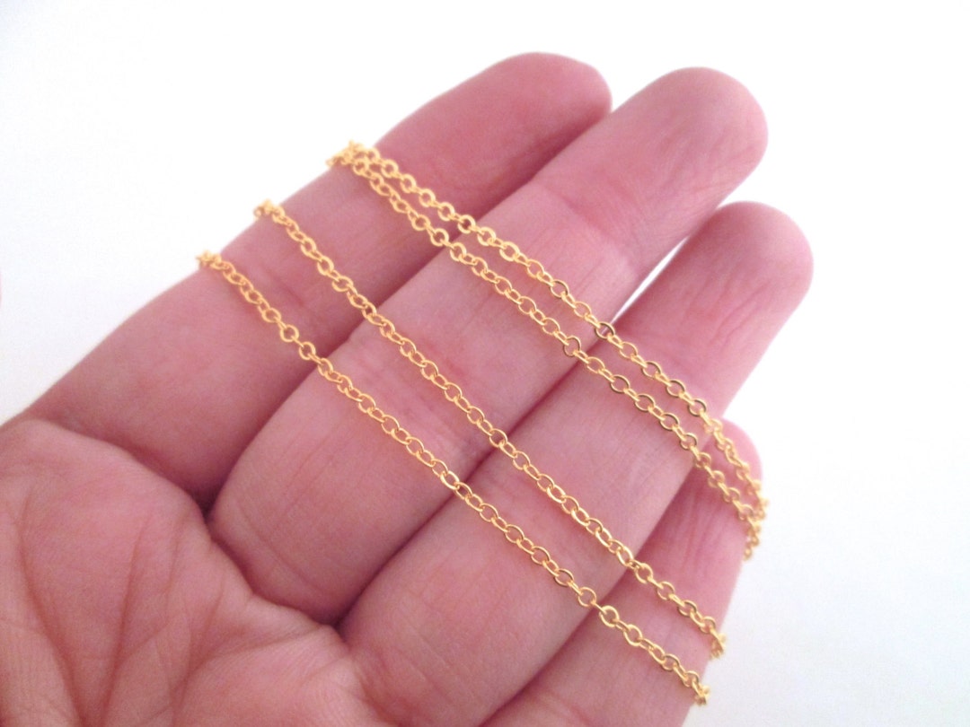 18 Inch Gold Tone Chains, Links 2mm Long, 1.5mm Wide, Pick the Amount