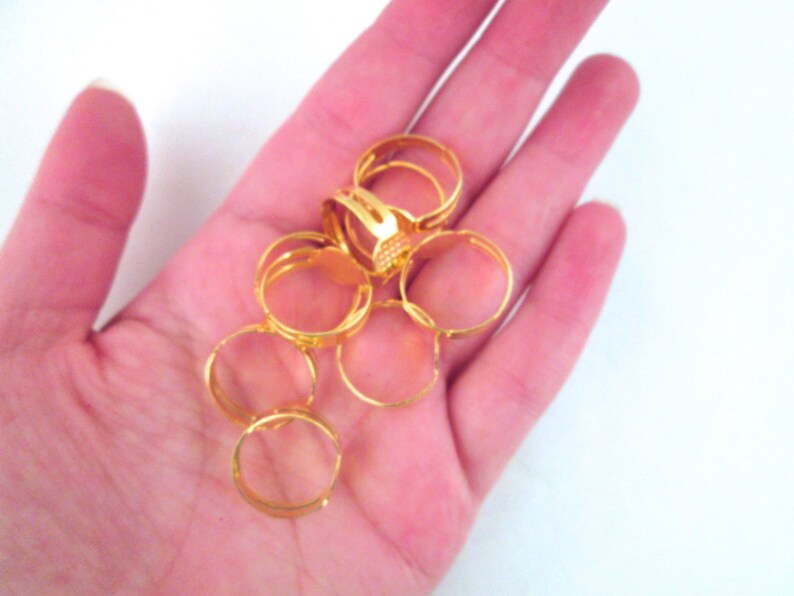 8mm Gold Plated Adjustable Ring Blanks Pick Your Amount A186 Etsy