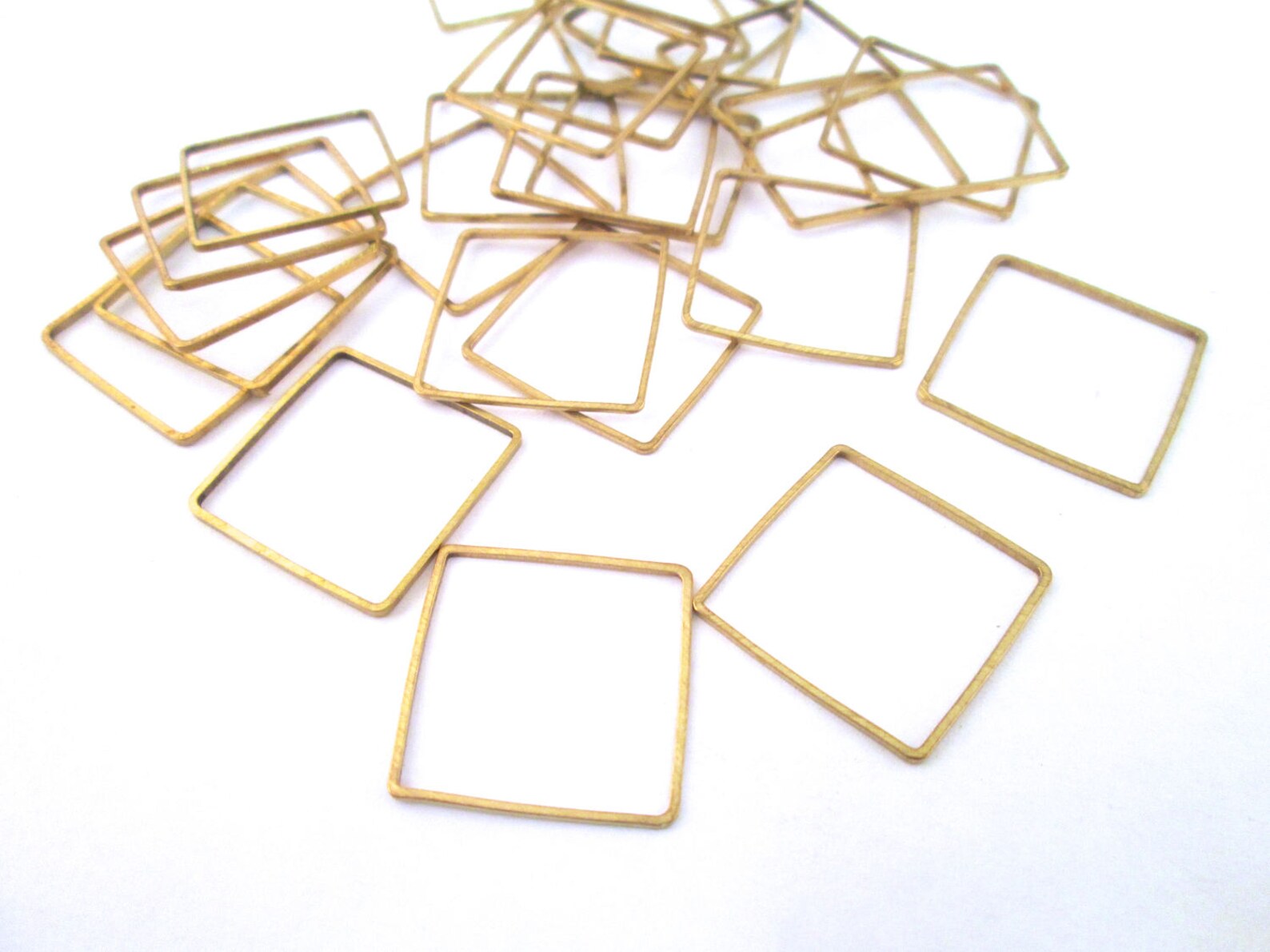 Square Connector Rings 50 Raw Brass 15mm Square Connectors, Brass Square Linking Ring ...