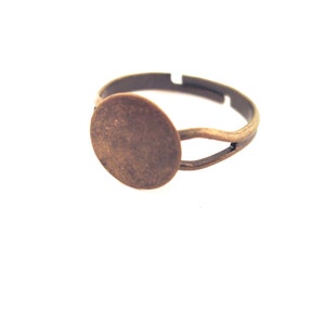 10mm brass plated round glue on adjustable ring bases, bronze split band ring blanks, pick your amount, A268