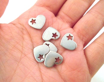 Stainless Steel Heart Stamping Tag, 10x12mm Heart Charms, Pick your amount, A358