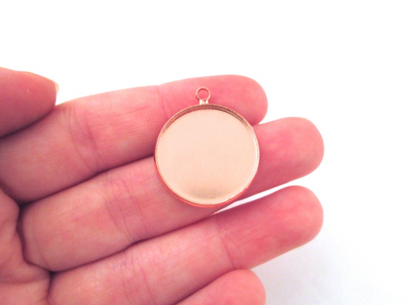 Rose Gold Plated 20mm round bezel pendant settings L255 image 1