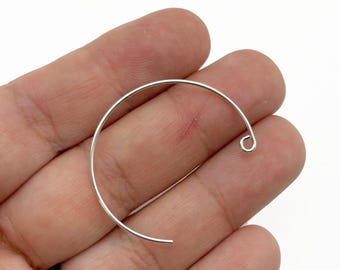 5 pares de ganchos para pendientes de alambre de plata de 31 mm, chapados en plata, L50