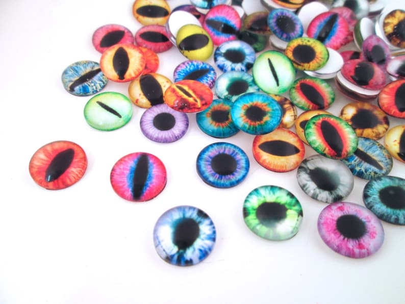 Multicolor Glass Eye Cabochons , 8-16mm, Pick your size image 1