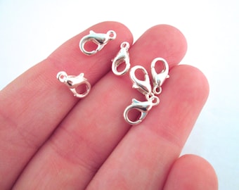 10 silver 10mm lobster claws clasp hooks, trigger or bocklebee clasp fastener C1