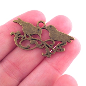 DESTASH SALE, 24 Antique brass bird charms, bronze pendants D215