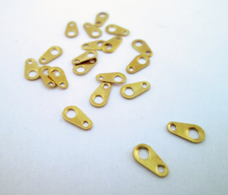 100 Gold Plated Chain Tabs, Connector Charms, 3x6mm, A47 image 1