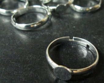 8mm adjustable ring blanks, silver plated DIY ring bases, pick your amount, A371