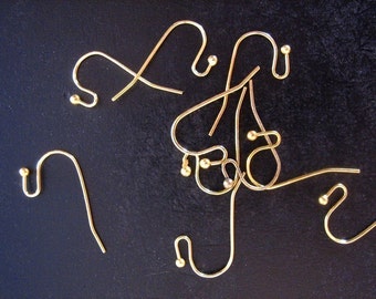 25 Pair Ball Tip French Hook Ear Wires, gold plated, 20x12mm C181