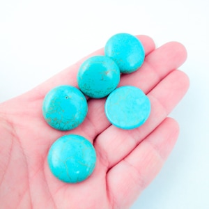 Sechs runde Cabochons mit flacher Rückseite 20 mm echtem Türkis Howlith Cabochons, Edelstein Cabochons mit flacher Rückseite H368