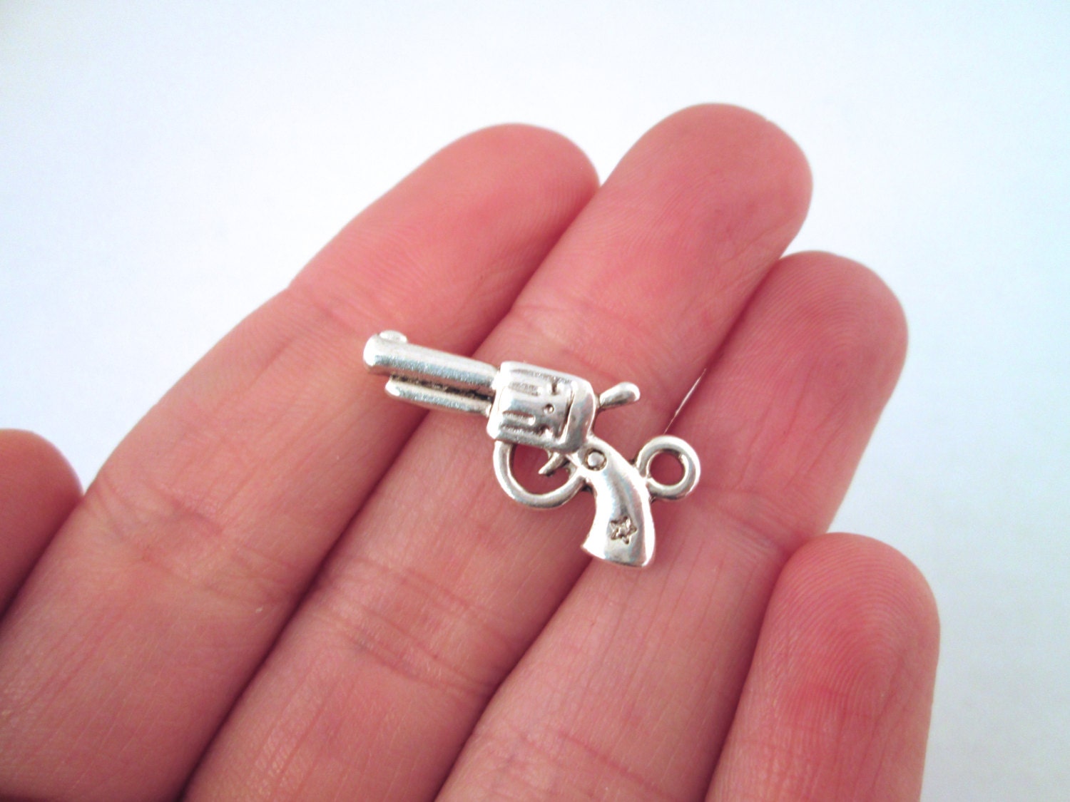 10 Pistol Gun Charms Silver Plated 22mm X 11mm A55 Etsy