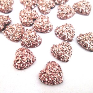 10 Rose Gold Heart Druzy Cabochons, 12mm druzy cabs H581