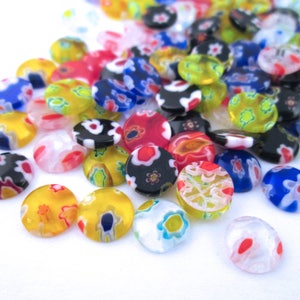 25 Pieces 8mm Lampwork Millefiori Glass Cabochons