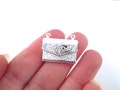 2 Silver plated letter envelope locket charm pendants D130