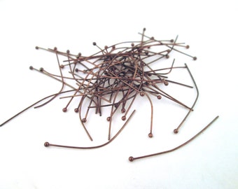 50 Pieces Antique Red Copper ball pins 35mm long,  C220