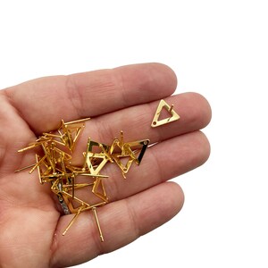 3 pair Gold Plated Stainless Steel Triangle Earring Finding Components with a Hole, Ear Findings C67