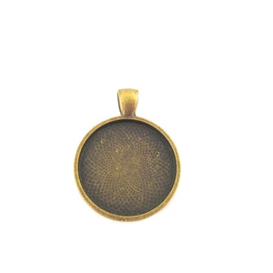 25mm brass bezel pendant settings, pick your amount, B54 image 2