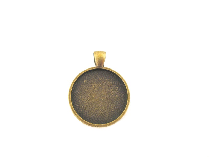 25mm brass bezel pendant settings, pick your amount, B54 image 2