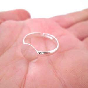 10mm round silver tone plated adjustable ring base blanks, pick your amount, A372