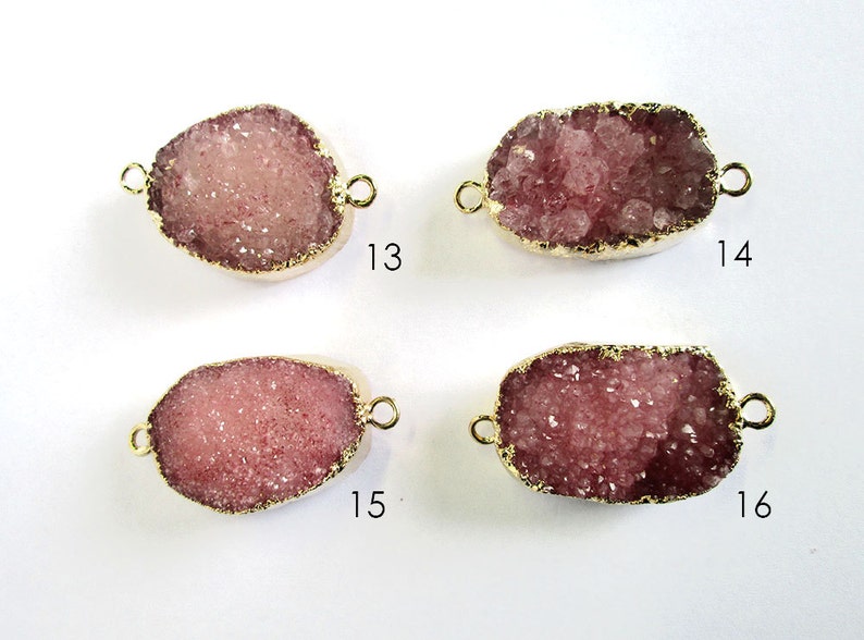 Gold Plated RDC Red Druzy Gemstone Connecter Pendant