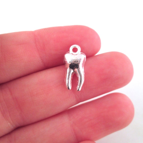 Silver tooth teeth charm pendants, pick your amount, L143