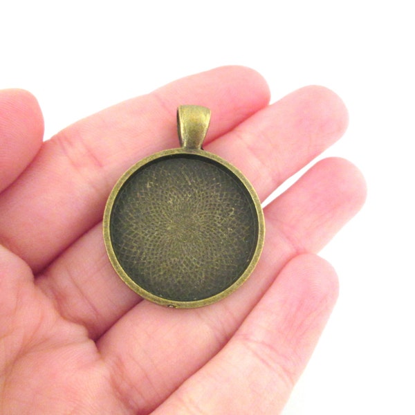 25mm brass bezel pendant settings, pick your amount, B54